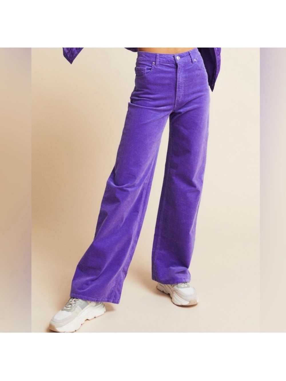 H&M Wide-Leg Corduroy Jeans in Purple